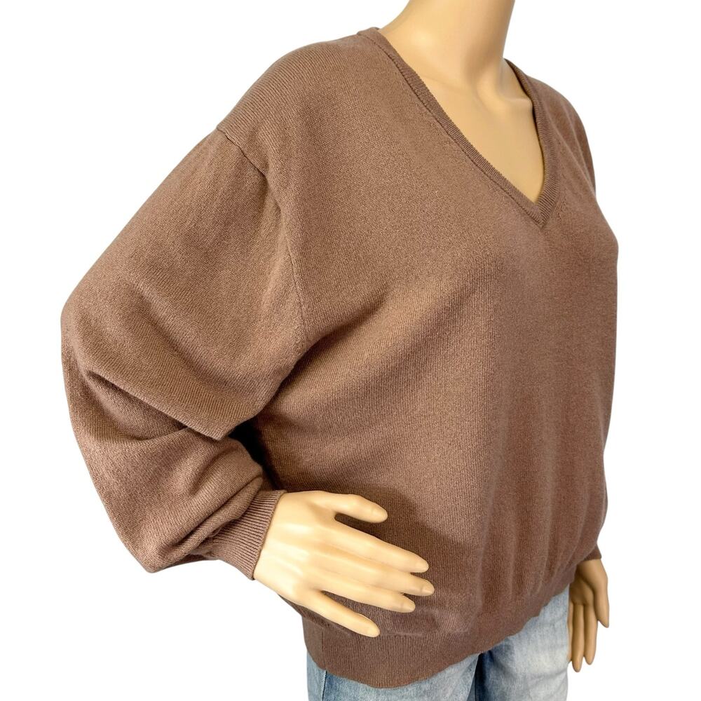 J. Crew Pure Cashmere Relaxed V-neck Sweater Earthy Mocha BA394 Size M - Picture 4 of 12